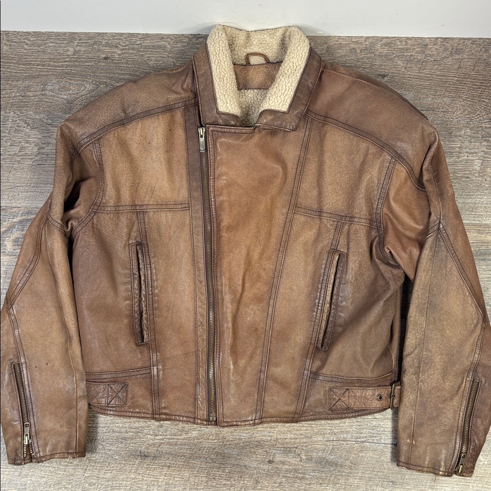 Adventure Bound by Wilsons Leather Sherpa-Lined Bomber Jacket – Size L
